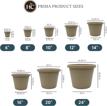 The HC Companies Prima Round Plastic Plant Pot w/Rolled Rim - Lightweight & UV Resistant Flower Pot for Herbs & More - Outdoor & Indoor Plant Pots w/Drainage (14 inch, Sandstone, Pack of 1)