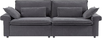 94 Inch Sofa, Oversized Couch with Wide Arms, Modern 2-Seater Sofa w/Throw Pillows, Chenille Fabric, Deep Seat Cushion, Easy Assembly, Comfy Couch for Living Room, Apartment, Office, Dark Grey