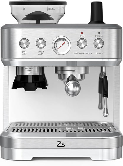 IDEALHOUSE Espresso Machine 3-in-1, Built-in Grinder and Milk Frother,