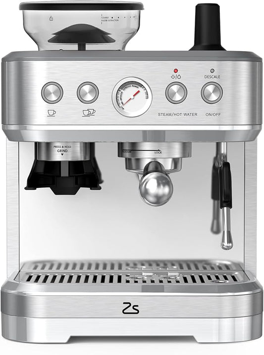 IDEALHOUSE Espresso Machine 3-in-1, Built-in Grinder and Milk Frother,