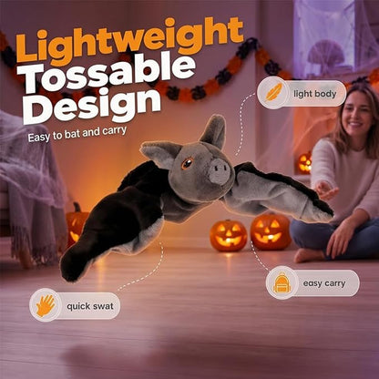 Flying Bat Dog Toy, Flapping Wings Interactive Chirping Pet Teaser, Remote Control Rechargeable Halloween Bat Toy with Catnip Filling, Electric Simulation Flying Motion Toy for Cats Dogs，1pc