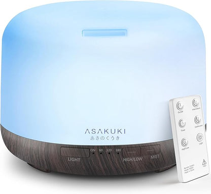 ASAKUKI Essential Oil Diffuser 500ml, Ultrasonic Aromatherapy Humidifier