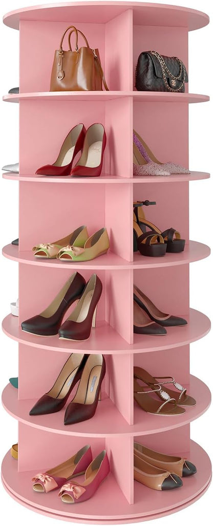 SpaceAid 6 Tier Rotating Shoe Rack Tower, Spinning Shoe Display Lazy Susan