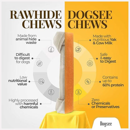 Dogsee Original Himalayan Yak Cheese Chews (XL - 9 Pieces) | Rawhide-Free | Long-Lasting | Fights Plaque & Tartar | Helps Clean Teeth
