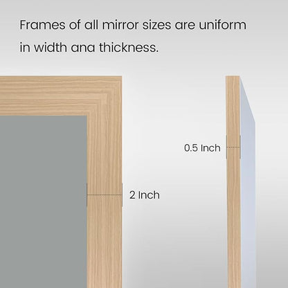 Amorho Bathroom Mirror for Wall, 20X30 Inch Oak Wood Grain Metal Framed Mirror