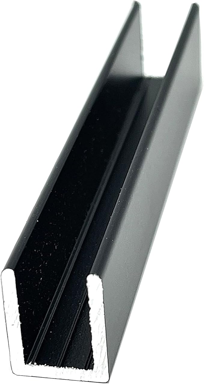 Brixwell SDCD38BL-CCP18-XCP50 Black 3/8" Fixed Panel Shower Door Deep U-Channel