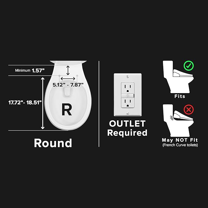 SmartBidet® SB-1200 Luxury Advanced Electric Smart Bidet Round White Toilet Seat