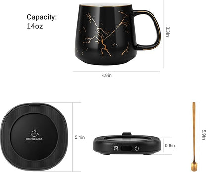 Coffee Mug Warmer & Luxury Marbling Mug Set, Electric Cup Warmer