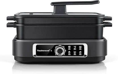 Electric Skillet, Techwood 7.5-Quart 2-in-1 Versatile Multi-Cooker