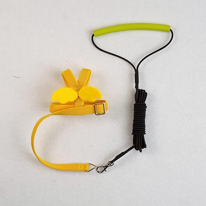 Pet Parrot Bird Harness Leash Adjustable Bird Flying Harness Traction Rope with Cute Wing for Parrots Pigeons Budgerigar Lovebird Cockatiel Mynah Outdoor Training Toy (XL, Yellow)