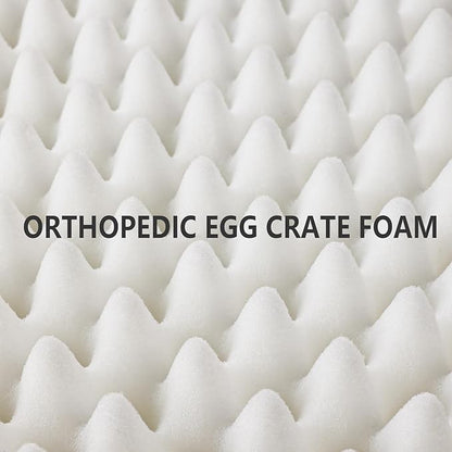 Patas Lague Orthopedic Large Dog Bed Washable Pet Sofa Mat 42''X28'' Ivory | Egg-Crate Foam Dog Couch For Large Sized Dogs, Waterproof Removable Cover, Soft Pet Crate Bed With Nonskid Bottom