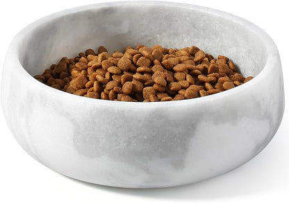 Karibiber Marble Dog Bowl, 5lbs Non-Slip Cat and Dog Food Bowl Dish, Non-Tipping Weighted Puppy Pet Dish, Grey Stone Durable Food and Water Bowls, Easy to Clean, Holds 4 Cups