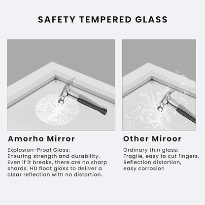 Amorho Bathroom Mirror, 48x40 Inch White Framed Bathroom Mirrors