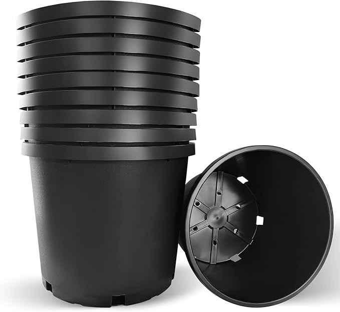 20 Gallon Nursery Pots Plastic Container Injection Molded Pot for Plants Flexible with Drainage Holes Suitable for Plants Soil Growers or Hydroponics Black 10 Pcs