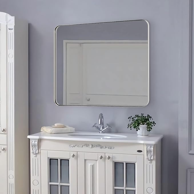 ANDY STAR Chrome Mirror for Bathroom, 30x36 Metal Frame Wall Mirror
