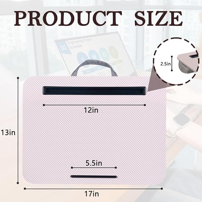 Portable Laptop Desk Fits Up to 16“ Laptops, with Tablet Slot, Built-in Cushion, Great for Home & Office,Lap Desk for Laptop,Lap Desk with Cushion (Grey Violet, Medium)