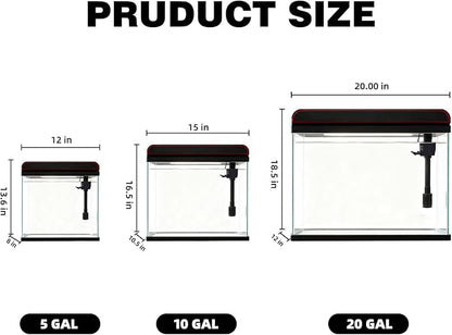 Coospider 10 Gallon Glass Fish Tank, Aquarium Starter Kit, Simple Self-Cleaning Aquarium with 3-Color LED Lights, Quiet Filter Pump, Temperature Monitoring for Fish, Shrimp, Kids Gift Ideas
