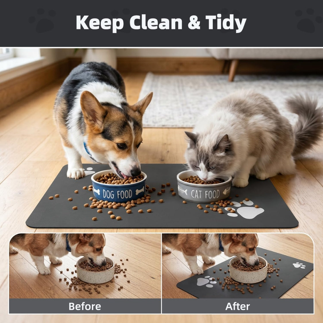Pet Feeding Mat-Absorbent Dog Mat For Food And Water Bowl No Stains Easy Clean Dog Food Mat-Quick Dry Water Dispenser Puppy Supplies Accessories
