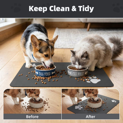 Pet Feeding Mat-Absorbent Dog Mat For Food And Water Bowl No Stains Easy Clean Dog Food Mat-Quick Dry Water Dispenser Puppy Supplies Accessories