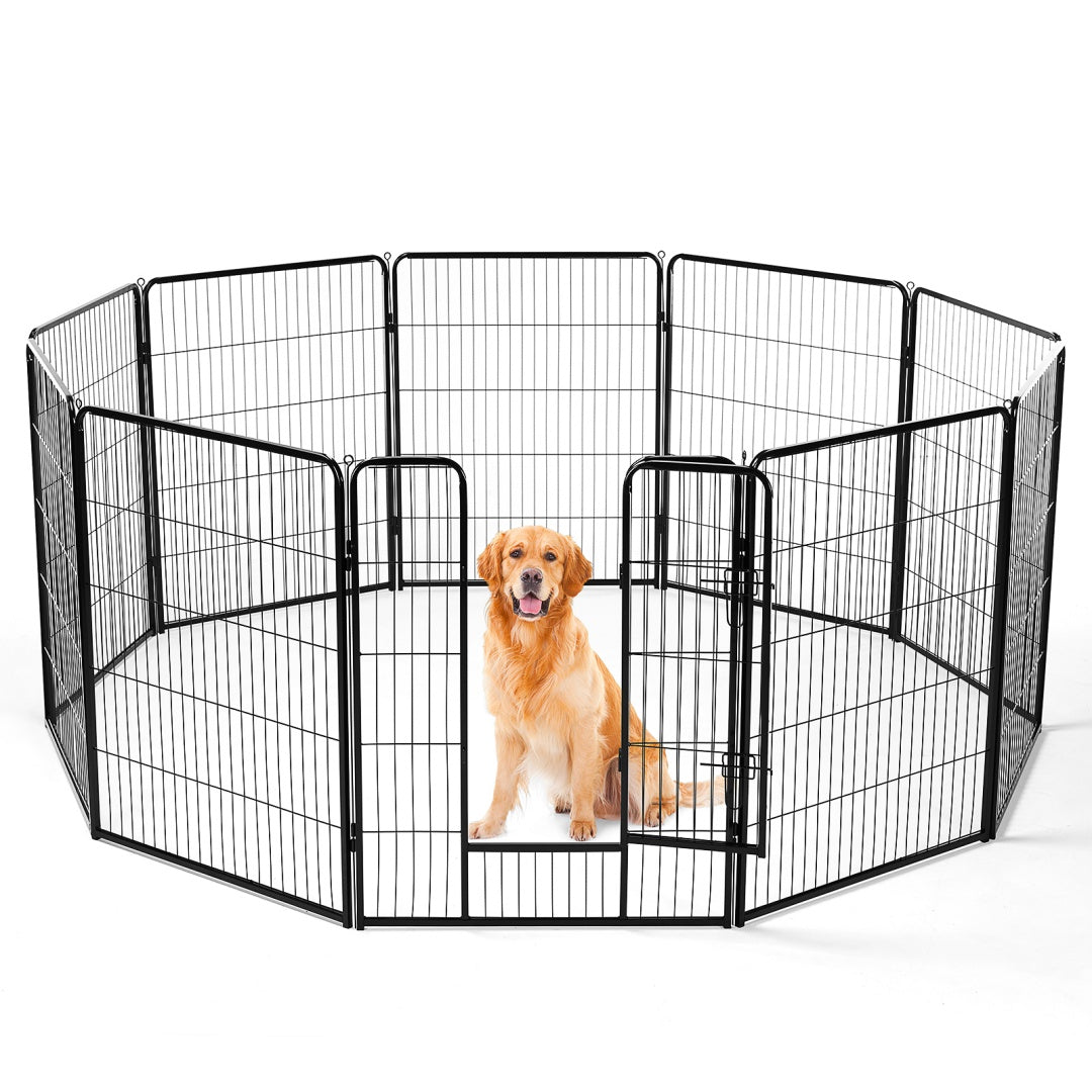 Dog Playpen Indoor Fence Height Metal Exercise Pen With Door Small Puppy-Medium-Large Dogs Animal Pet For Outdoor, Garden, Yard