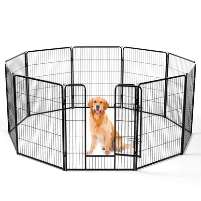 Dog Playpen Indoor Fence Height Metal Exercise Pen With Door Small Puppy-Medium-Large Dogs Animal Pet For Outdoor, Garden, Yard