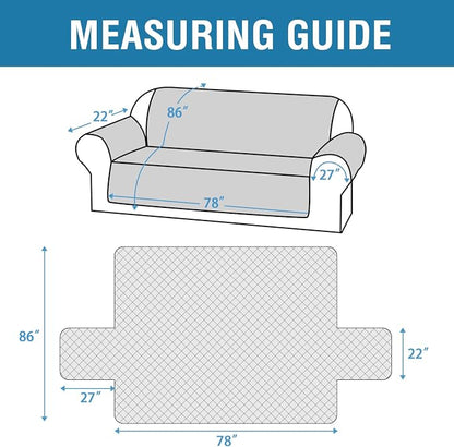 H.VERSAILTEX 100% Waterproof Couch Cover 4 Seater Sofa Slipcover Furniture Protector for Pets Kids Children Dog Cat with Non-Skid Backing (Oversized Sofa, Dove Grey)