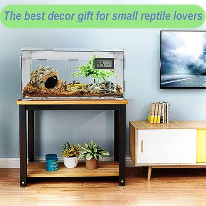 Acrylic Reptile Breeding Box Terrarium Cage Tank, 15.7"x9.9"x7.1", with Temperature Hygrometer, for Small Reptiles, Snakes, Insects, Home Office