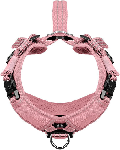 ICEFANG Dog Halter Harness with Metal Buckles,Dog Strap Vest for Small Dogs | Control Handle,Summer-Cooling,Reflective,Front Hook,Adjustable,Soft Padded,No Pull,Pink,Small