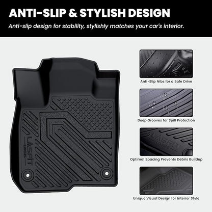 LASFIT Floor Mats & Trunk Mat for 11th Gen Honda Civic 2026 2025 2024 2023 2022 Sedan (Fits Rear Seats with or Without USB Ports), All Weather TPE Car Floor Liners,1st & 2nd Row & Trunk Liner