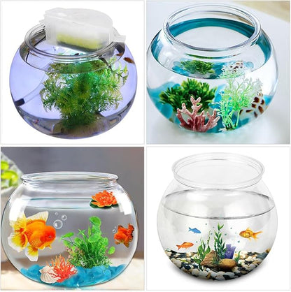 Beavorty Plastic Fish Bowl 0.5 Gallon Clear Spherical Aquarium Tank for Small Goldfish Betta Turtle Desktop Decor Mini Water Garden