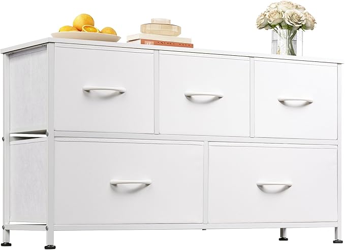 WLIVE Dresser for Bedroom with 5 Drawers, Wide Chest of Drawers, Fabric Dresser