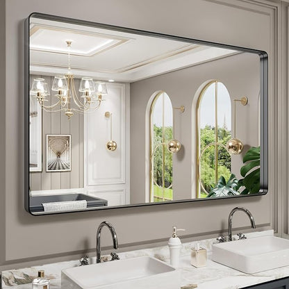 LOAAO Black Metal Framed Bathroom Mirror