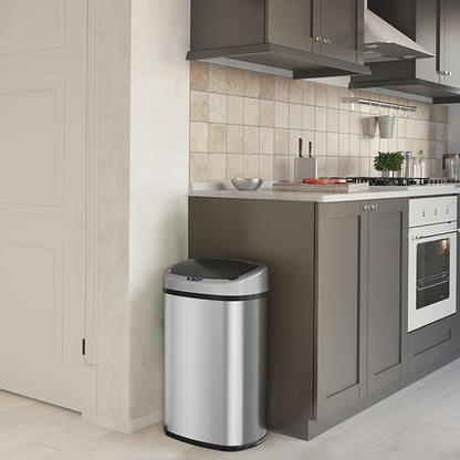 iTouchless 50 Liter / 13 Gallon Stainless Steel Kitchen Trash Can
