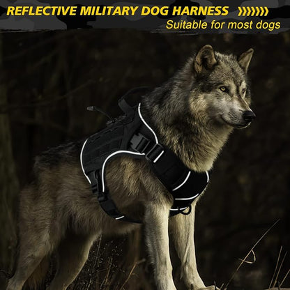 WINGOIN Black Tactical Dog Harness for Large Dogs,No Pull Dog Harness | Heavy Duty with Handle,Adjustable Reflective,Military K9 Style,Big Size Pet Vest,for German Shepherd,for Walking Hunting