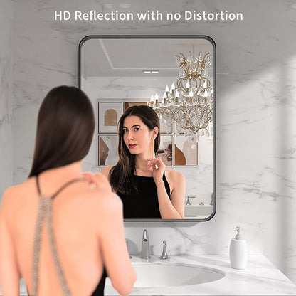 LOAAO Black Metal Framed Bathroom Mirror