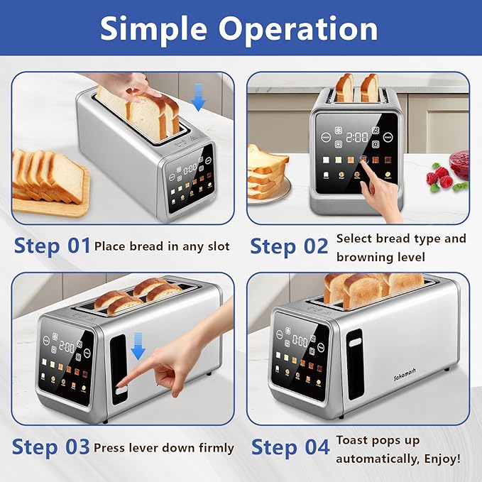 Smart Toaster 4 Slice, Touch Screen, Digital Toasters