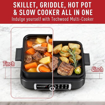 Electric Skillet, Techwood 7.5-Quart 2-in-1 Versatile Multi-Cooker