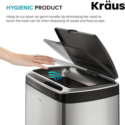 Kraus GarbagePro Rectangular 13 Gallon Hands-Free Motion Sensor Trash Can