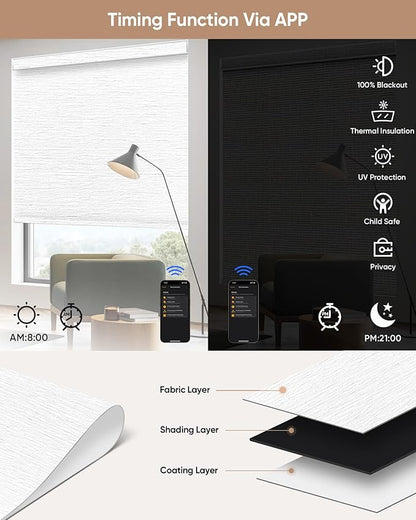 Kincmo Motorized Blinds with Remote, 100% Blackout Motorized Roller Shades Work