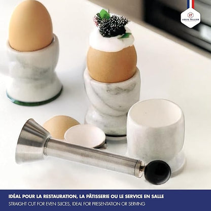 Louis Tellier(LT) LT 18-10 Egg Top Cutter N4183 - Stainless Steel Egg Slicer - Hands-Free Operation, Easy Clean