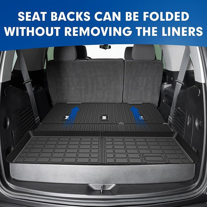 Mixsuper Cargo Liner for Chevy Tahoe 2015-2020, Cargo Mat Backrest Mat for Tahoe, All Weather Trunk Mat Backrest Mat TPE Back Seat Cover Protector for Tahoe Accessories