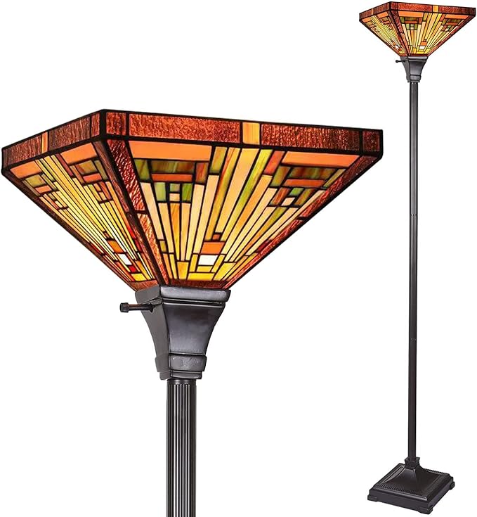 Capulina Amber Brown Series Tiffany Torchiere Floor Lamp Wall Sconces Decor for Living Room Bedroom Study Room