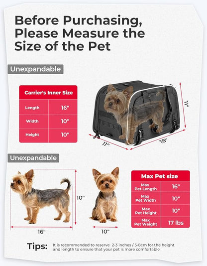 KEMIMOTO Motorcycle Dog Carrier Expandable for Small Dog & Cats Under 17lbs | Fit for Motorcycle Luggage Rack or Passenger Seat, Airline Approved Pet Carrier with Shoulder Strap, Folding & Portable