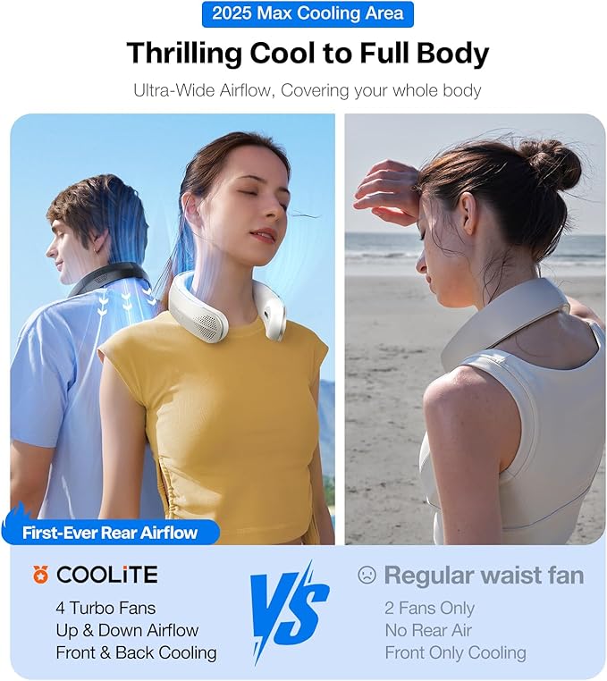 TORRAS COOLiTE Neck Fan, Industry’s Strongest Wind Power, Portable Neck Fan