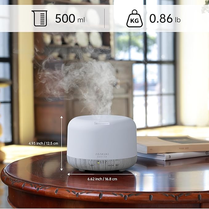 ASAKUKI Essential Oil Diffuser 500ml, Ultrasonic Aromatherapy Humidifier
