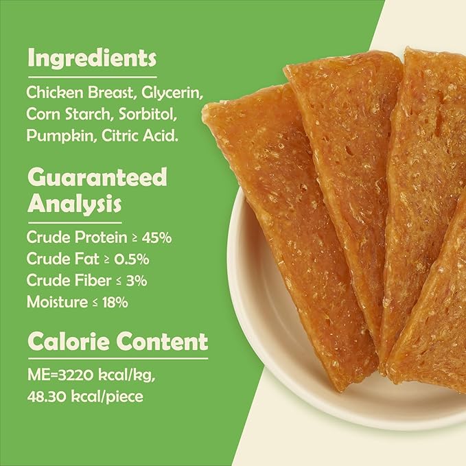 MON2SUN Dog Treats Chicken Jerky Pumpkin Flavor, Rawhide-Free, Gluten-Free, Healthy Jerky Snacks for Small Dogs, 21.2 oz