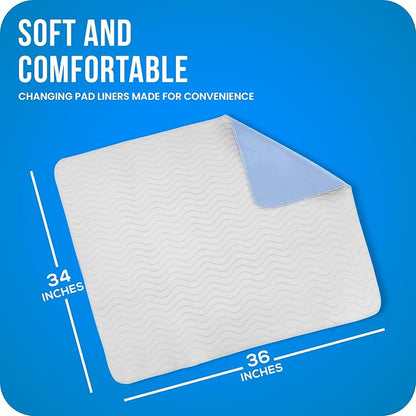 4 Pack Washable Pee Pads for Dogs 34" x 36", Waterproof Dog Training Pads | Reusable Dog Training Pads for Sofa, Incontinence Bed Pads for Adults, Elderly and Kids (White,Blue) by Utopia Bedding