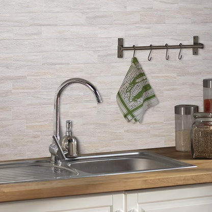 AULIGET 100-Piece Beige Slate Peel and Stick Backsplash Wall Tiles, Laundry Room