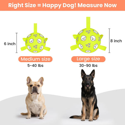 Dog Toys, Durable Dog Soccer Ball with Straps, Interactive Dog Toys, Water Fetch Ball for Tug of War, Puppy Toys for Indoor/Outdoor – Fun Dog Birthday Gift for Small & Medium Dogs, 6 Inch