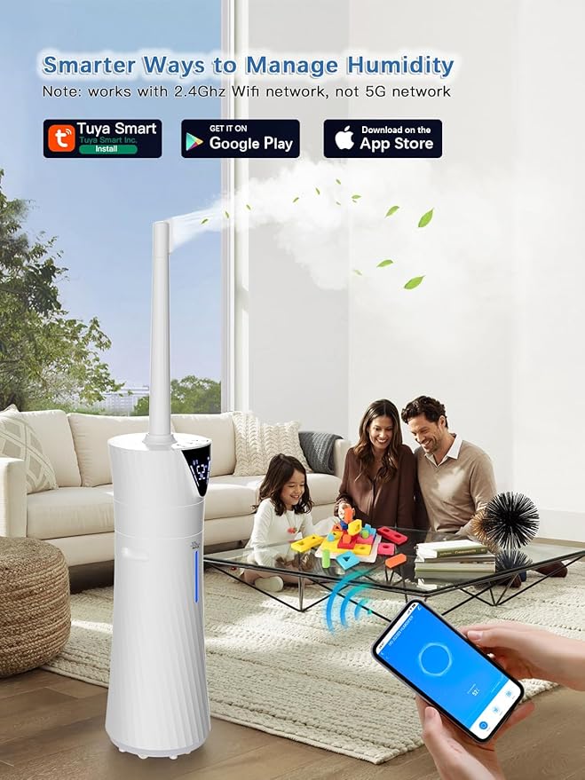 MONISEN 17L/4.5Gal Humidifier Large Room, Smart Quiet Ultrasonic Cool Mist